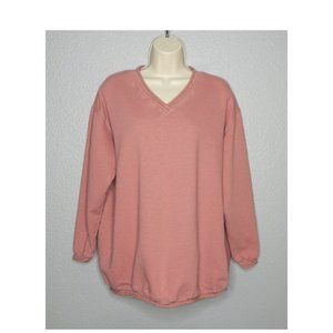 Styles To Go Rolled Hem / Trim V-Neck Long Sleeve Top - Size: XL - EUC